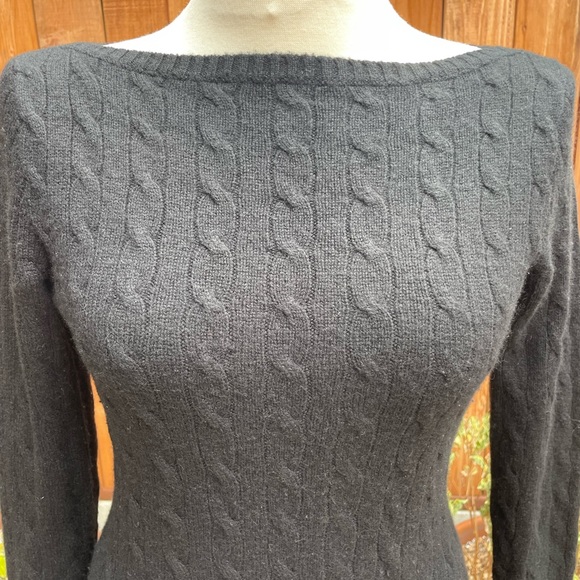 Ralph Lauren black label 100% cashmere cable knit, boat neck sweater dress M L - Picture 6 of 10